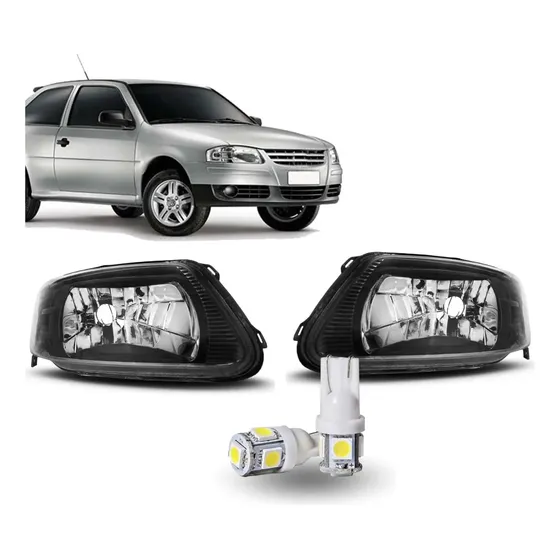 Par Focos Delanteros Vw Gol Power G4 2008 2009 Aro Negro