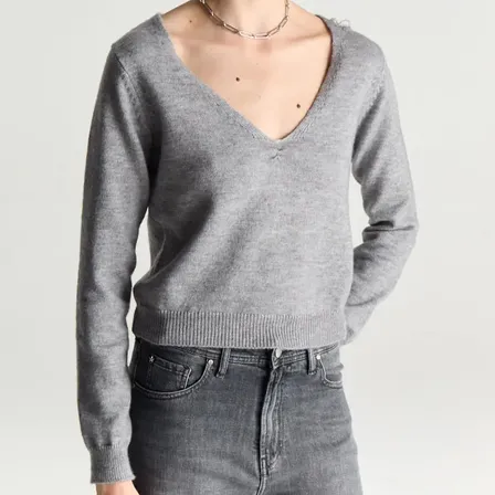 Sweater Tejido Escote V Fruncido Mujer Desiderata