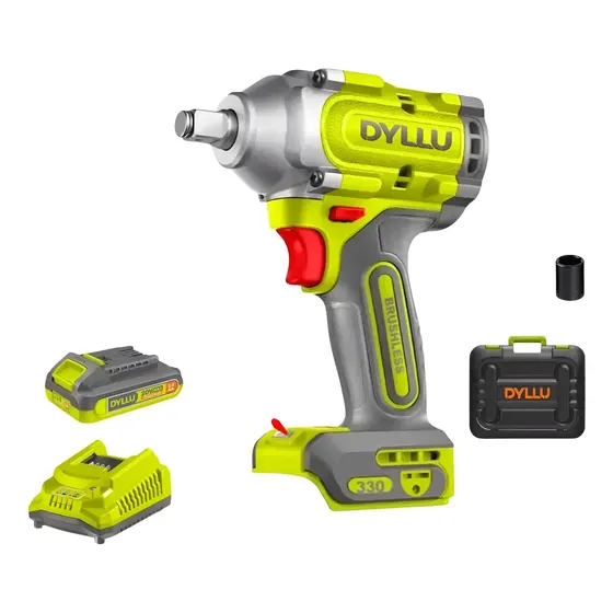 Llave De Impacto Dyllu 20v Brushless 330nm 1/2 Maletín 2 Bat