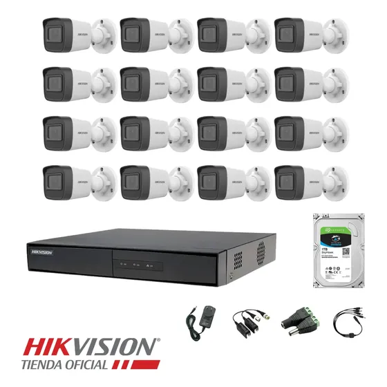 Kit Seguridad Hikvision Dvr 16ch + 16 Cámaras Full Hd + 1tb