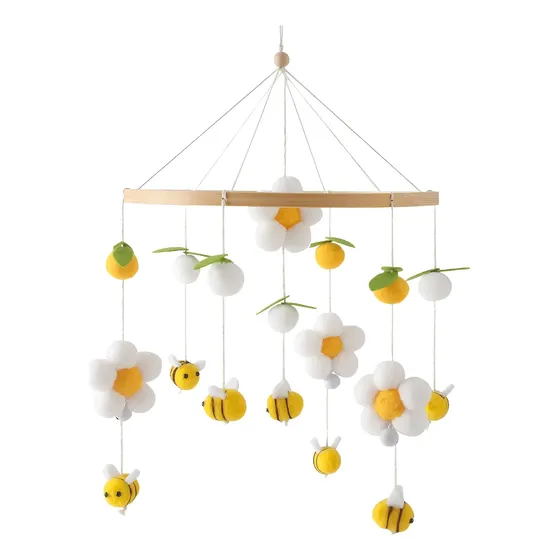 Cuna Móvil Para Bebés Con Flores Frescas Y Abejas Montessori