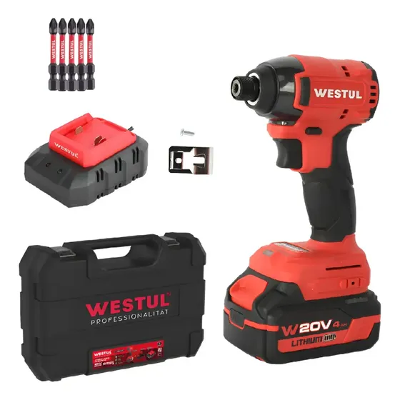 Atornillador De Impacto Inalambrico 230 Nm Westul + Puntas