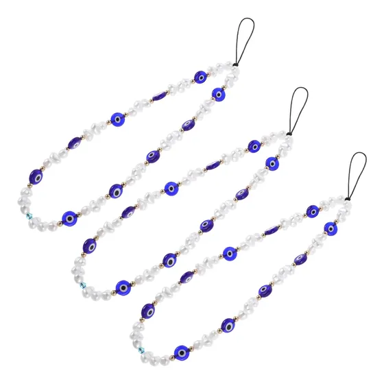 Cordón Blue Evil Eye De 3 Piezas: Cordón Con Abalorios Para
