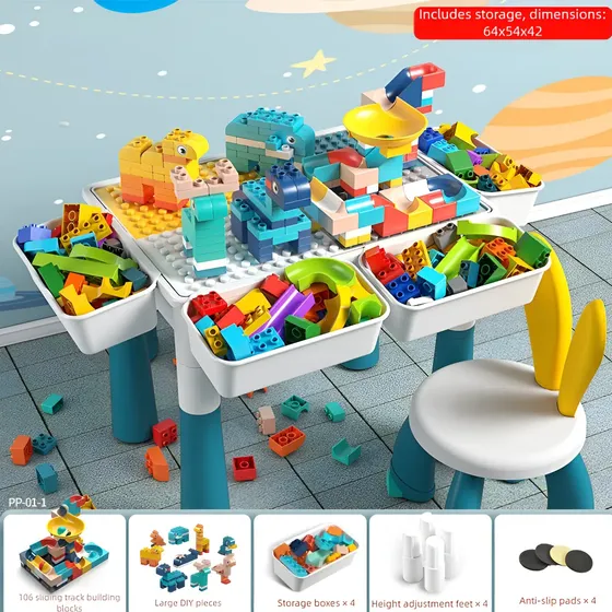 Mesa De Bloques Para Niños Multifuncional Educativa Temprana