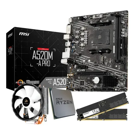 Combo Actualización Amd Ryzen 5 3400g | A520 | 16gb 120mm Negro AMD