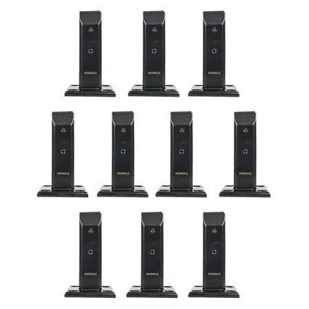Pack X10 Mini Postes Inomax De Acero Inoxidable Para Vidrios De 8 A 16mm En Balcones, Piletas, Escalera - Acabado Negro