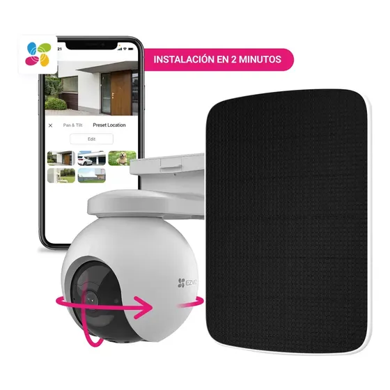 Kit Camara De Seguridad 4g Exterior Ptz Panel Solar Ezviz CS-EB8-R100