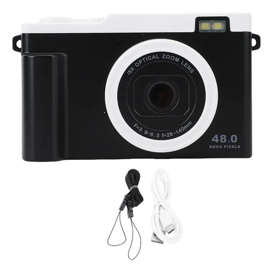 Cámara De Vídeo Digital Negra 1080p 48mp Hd Dual Portátil
