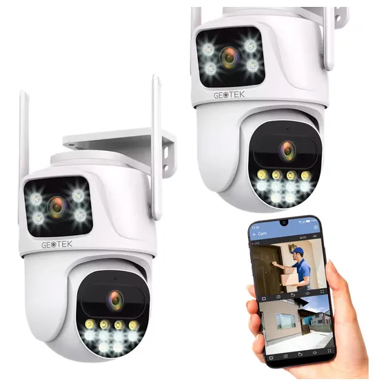 Kit 2 Camaras Seguridad Ip Wifi Domo Doble Exterior Nocturna Blanco