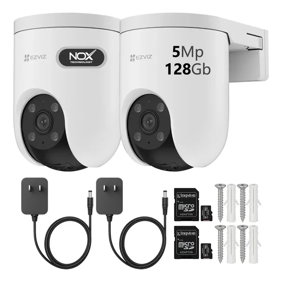 Kit X2 Cámara De Vigilancia Ezviz H8c Pro 5mp Exterior 128gb