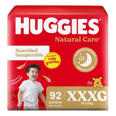 Pañales Huggies Natural Care XXXG Pack Mensual x92