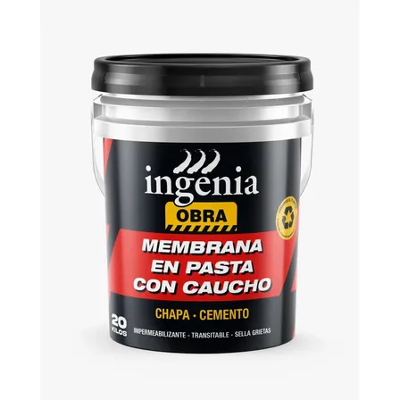 Membrana En Pasta Con Caucho Ingenia 20k Chapa Cemento Obra Negro Mate