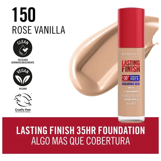 Base Líquida Rimmel London Lasting Finish 407 Warm Tan 35hs