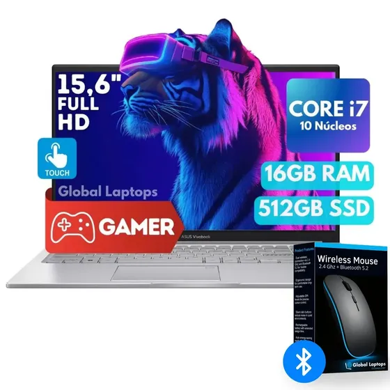 Asus Vivobook Gamer Core I7 1255u 16gb Ram 512gb Ssd Pantalla Tactil 15.6 Fhd 1920 X 1080 Intel Iris Xe Graphics Windows 11 Notebook F1504zasb76t Con Regalo