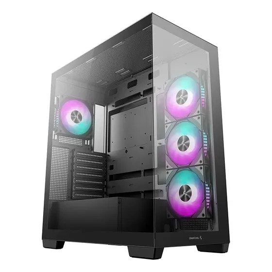Gabinete Deepcool CG580 4F Mid Tower Vidrio 4 Fans ARGB Negro para Gaming