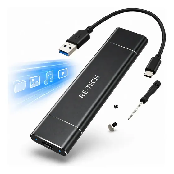 Carry Disk Externo Ssd M.2 Nvme Usb 3.1 A Usb-c Disco Adapta Color Negro