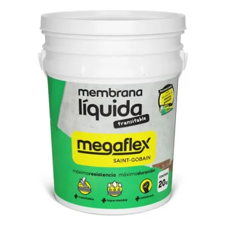 Membrana Líquida Megaflex Impermeabilizante Blanca Para Techos 20 Kg Cubierta Exteriores