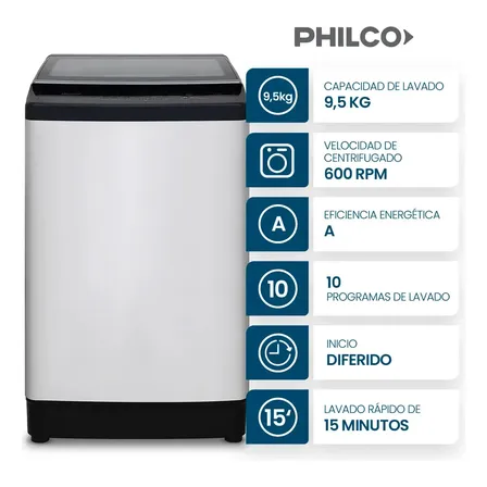 Lavarropas Automatico Phcs1402b2 9.5k 600rpm Philco