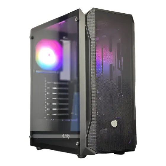 Gabinete Gamer Fury Shobo SH4 Vidrio Templado USB 3.0 8 Ventiladores Negro