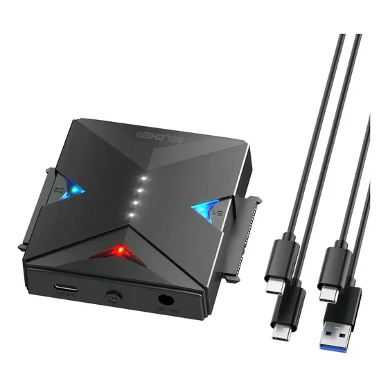 Docking Station Belcheri - Clonador SATA 2 Bahías USB 3.2 Gen1 5Gbps - HDD SSD 2.5 / 3.5 - Clonación Offline - Hasta 18TB x2 - Compatible SATA I / II / III - NAS / Router / Smart TV / Consola - PL369C