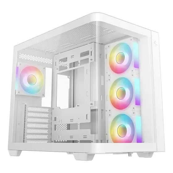 Gabinete Deepcool Cg530u 4f Wh Argb Vidrio Panorámico Curvo