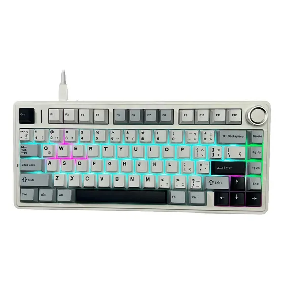 Teclado Gamer Aula F75 Wired Blanco Azul Violeta Retroiluminado Sw Rosa