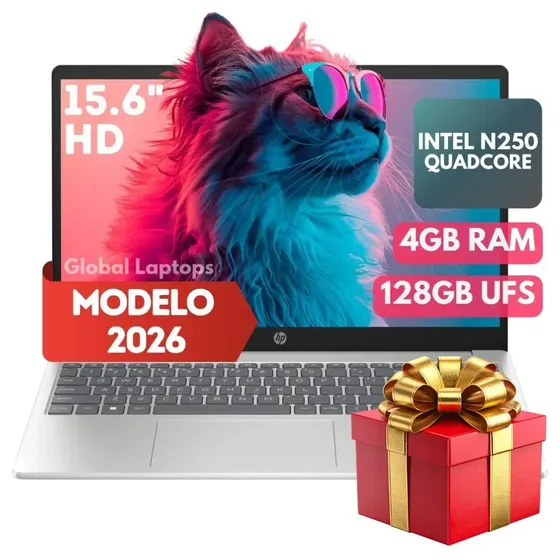 HP Intel N250 4 GB DDR5 RAM 128 GB UFS Screen 15.6 HD Intel Graphics Incluye Windows 11 Laptop 15-fd0094