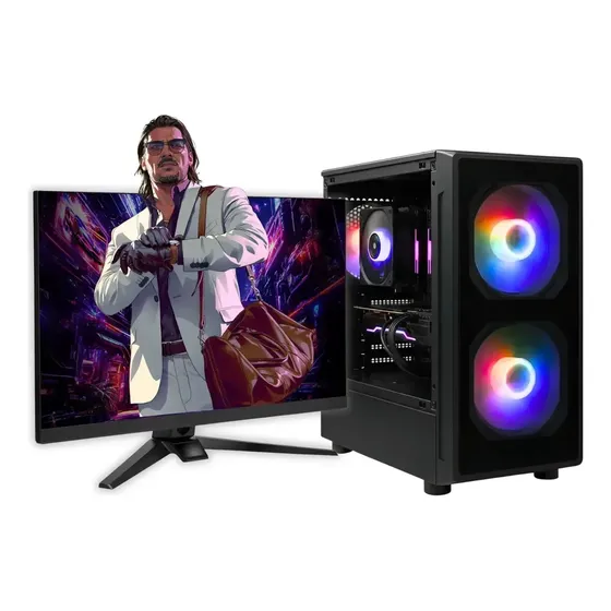 Pc Gamer Y Monitor De 24 100hz - Amd Ryzen 5 3400g - 16gb Ram - Ssd 480gb - Gabinete Gamer Rgb - Wifi