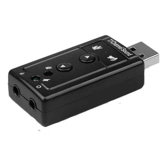 Placa De Sonido Externa Usb Audio Micrófono Canales 7.1 Color Negro