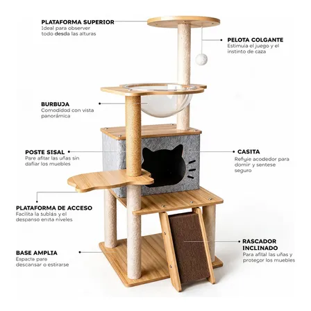 Rascador Para Gatos Gimnasio Rascadores Torre Mueble Arbol Marrón