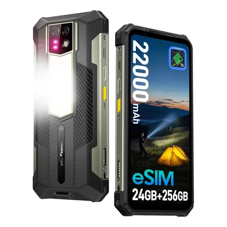 Celular Ulefone Armor 24 Pro Dual Sim 256 Gb Negro Hasta 24gb Ram Mtk Helio G200 Esim Cámara De Visión Nocturna De 64 Mp + 64 Mp 22000mah 66w