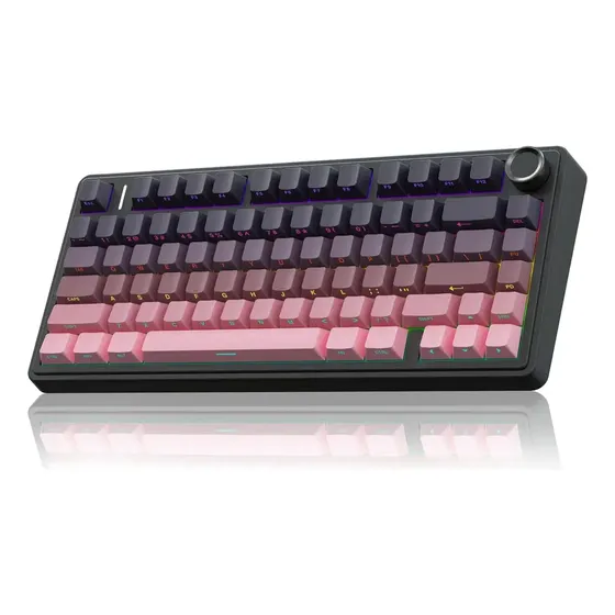 Teclado Mecánico Inalámbrico Aula F75 Inglés QWERTY Rosa Negro Degrade Trimodo Gasket