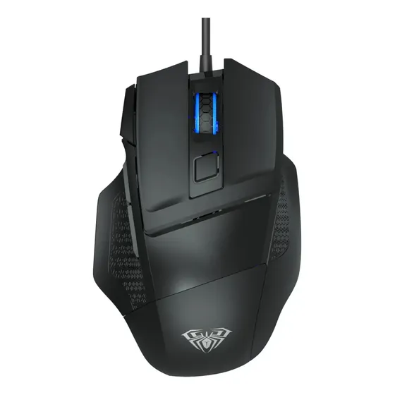 Mouse Gamer AULA S12 Cableado, 6 botones, USB 12800 dpi, color negro con Rapidfire