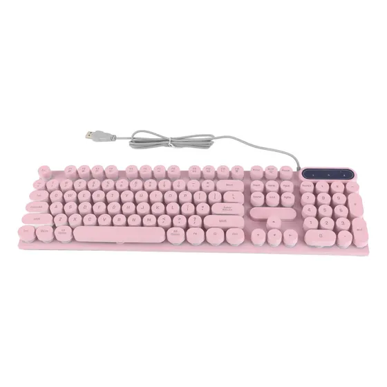 Teclado De Ordenador Rosa Para Videojuegos, Redondo, Usb, 10