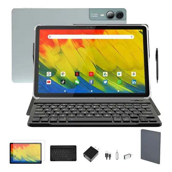 Tablet MSLSTM Android 14 con Teclado y Funda, 2K y Wi-Fi