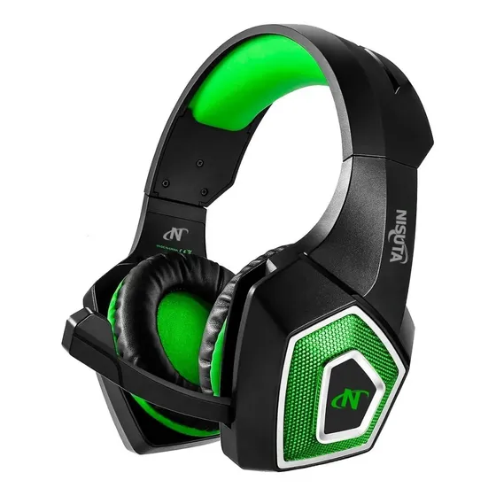 Auriculares Gamer Nisuta Nsaug350 Con Micrófono Color Verde