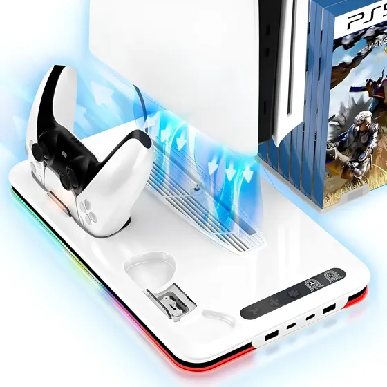 Soporte Base De Carga Rgb Para Ps5 Multifuncional 2 Cooler