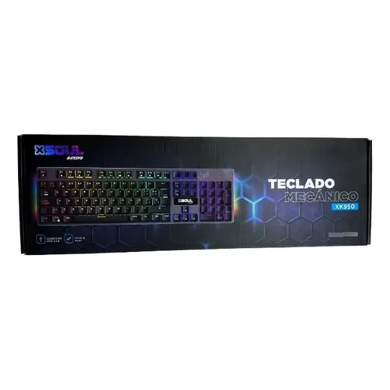 Teclado Gamer Mecanico Led Rgb Cable Usb 1.5 Metros Xk950 Teclado Negro Idioma Español Latinoamérica