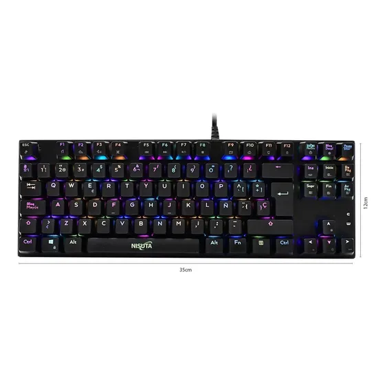 Teclado Mecánico Gamer Rgb 88 Teclas Con Software Nisuta Teclado Negro Idioma Español España