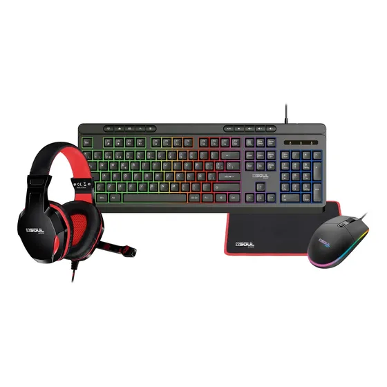 Kit Gamer Teclado Mouse Auricular Y Mousepad Luces Usb