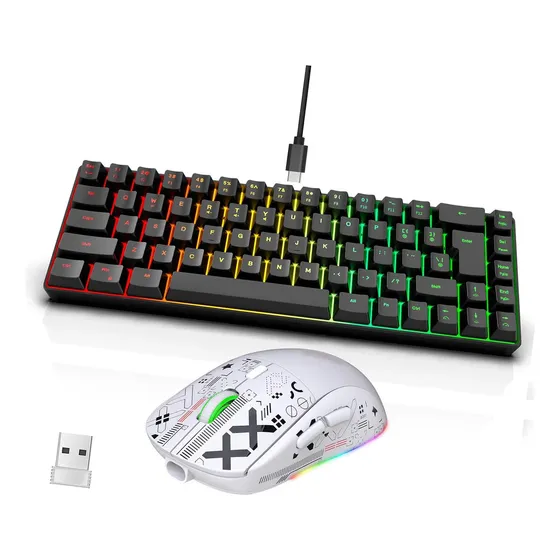 Teclado Y Ratón Wired K68 Rgb Mini Gaming Membrana De 19 Tec