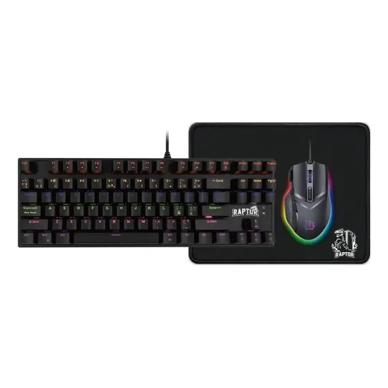 Combo Gamer Raptor Teclado Mecanico 87 Teclas + Mouse Rgb 72