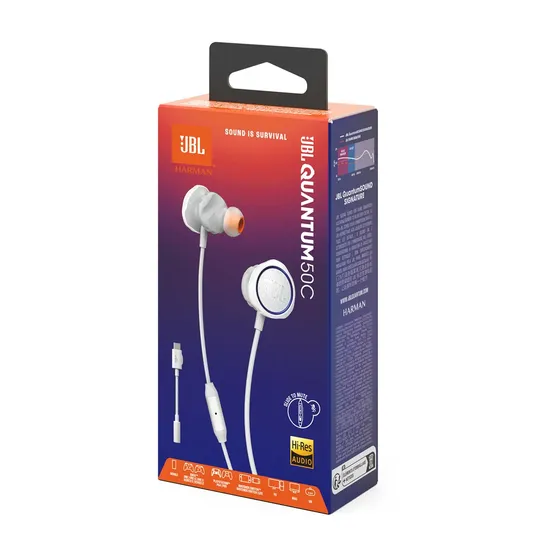 Auriculares Con Cable Jbl Quantum 50c Para Gaming Color Blanco