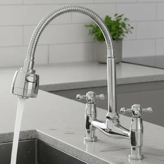 Canilla Griferia Mezcladora Cocina Pico Flexible Con Lluvia