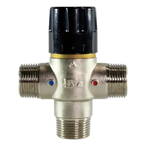 Válvula Termostática Solaragua 3 Vías Mezcladora 3/4 Pulgadas Negro Mate
