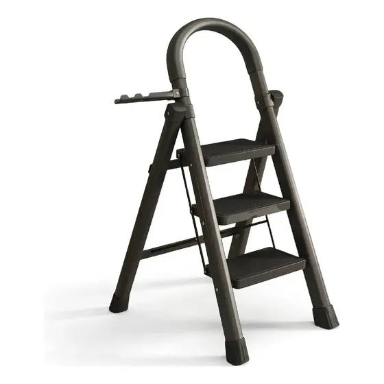 Escalera Acero Plegable 3 Escalones Dyvan Tijera Interior Negro