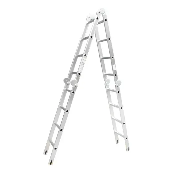 Escalera De Aluminio Articulada Bestool 16 Escalones 4x4 Plateado