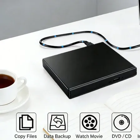 Lectora Grabadora Externa Cd Dvd Plug And Play Negro