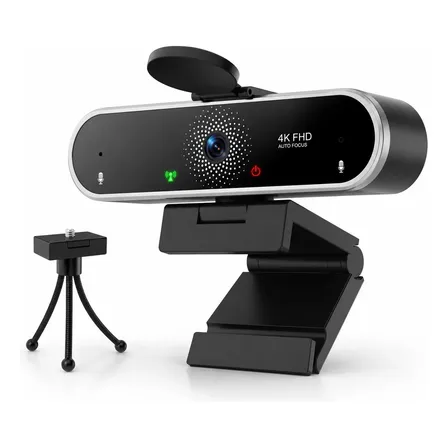 Webcam 4k Autofoco Micrófono Para Pc Notebook Streaming Negro