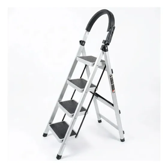Escalera De Acero Plegable 4 Escalones Dyvan Blanco